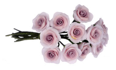 Dollhouse Miniature Large Roses, 1 Dozen, Purple